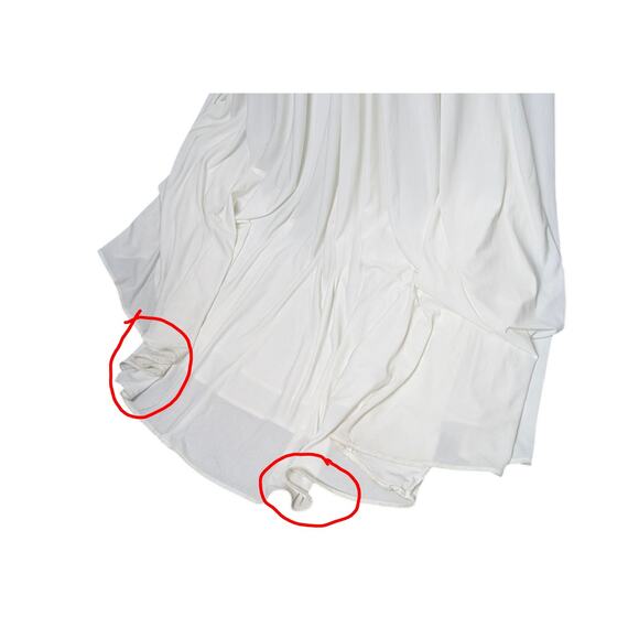 Mac Duggal Foldover Off-Shoulder Asymmetric Ruched White Jersey Maxi Gown sz 14 - Picture 15 of 16